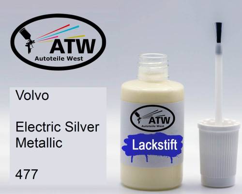 Volvo, Electric Silver Metallic, 477: 20ml Lackstift, von ATW Autoteile West.